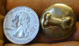 Dog Bone Button with quarter