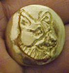 Corgi Button, 3/4 view