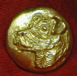 Jack Russell Terrier, left facing Bronze Button