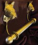 French Bulldog  Bracket with 5/8" rod and finials, side view