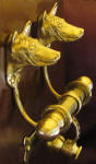 Basenji Duet Door Knocker, side view