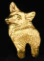 Bronze Welsh Corgi, Pembroke, lapel pin, front view