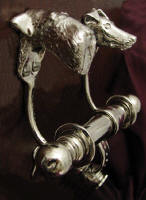 Nickel Plated Welsh Terrier / Smooth Fox Terrier Duet Door Knocker, side view