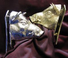 Wild Boar Large Door Knockers, side view, nickel plated and bronze