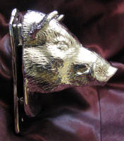 Wild Boar Large Door Knocker, side view, nickel plated