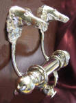 Borzoi Duet Door Knocker, Nickel Plated, side view