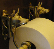 Doberman (cropped) Toilet Paper Holder, side view