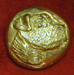 Jack Russell Terrier, right facing Bronze Button 